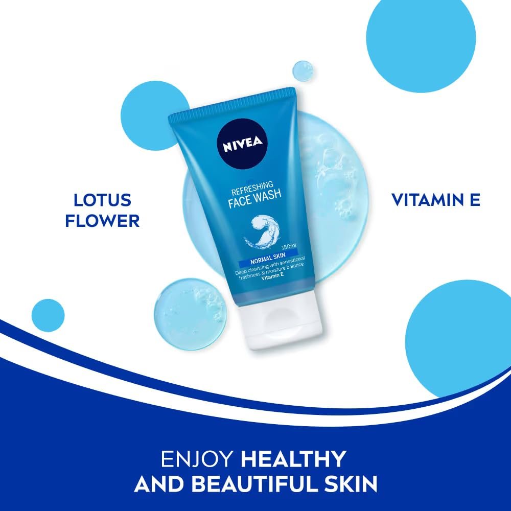 NIVEA Refreshing Face Wash for Normal Skin with Vitamin E, 150ml Avelisse