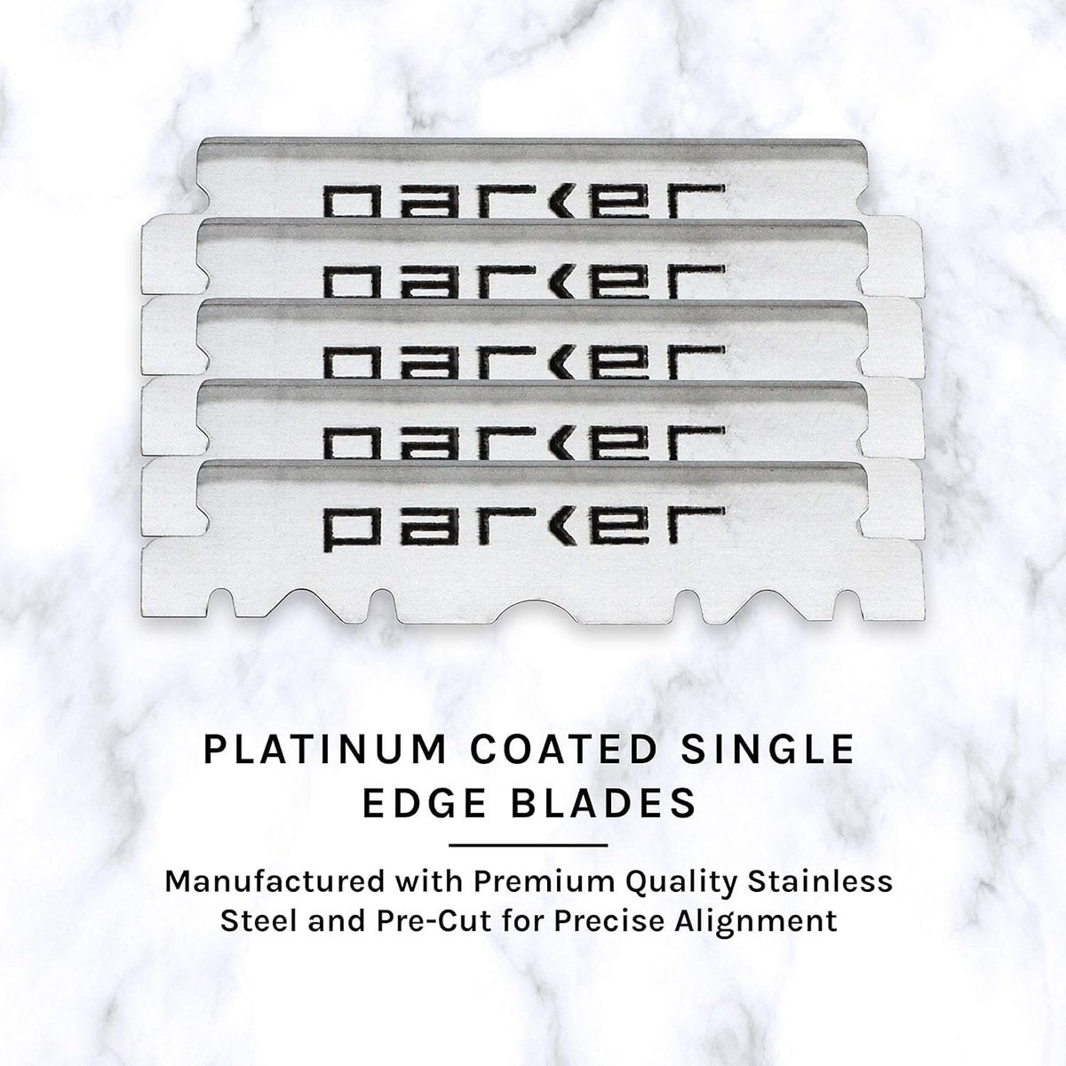 Parker SR1 Stainless Steel Straight Edge Barber Razor – Professional Shavette with 5 Premium Platinum Half Blades for Close, Smooth Shaves Avelisse