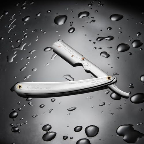 Parker SR1 Stainless Steel Straight Edge Barber Razor – Professional Shavette with 5 Premium Platinum Half Blades for Close, Smooth Shaves Avelisse