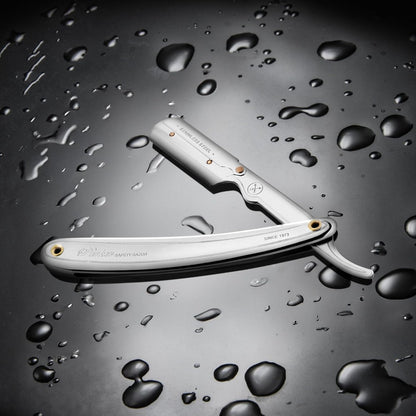 Parker SR1 Stainless Steel Straight Edge Barber Razor – Professional Shavette with 5 Premium Platinum Half Blades for Close, Smooth Shaves Avelisse