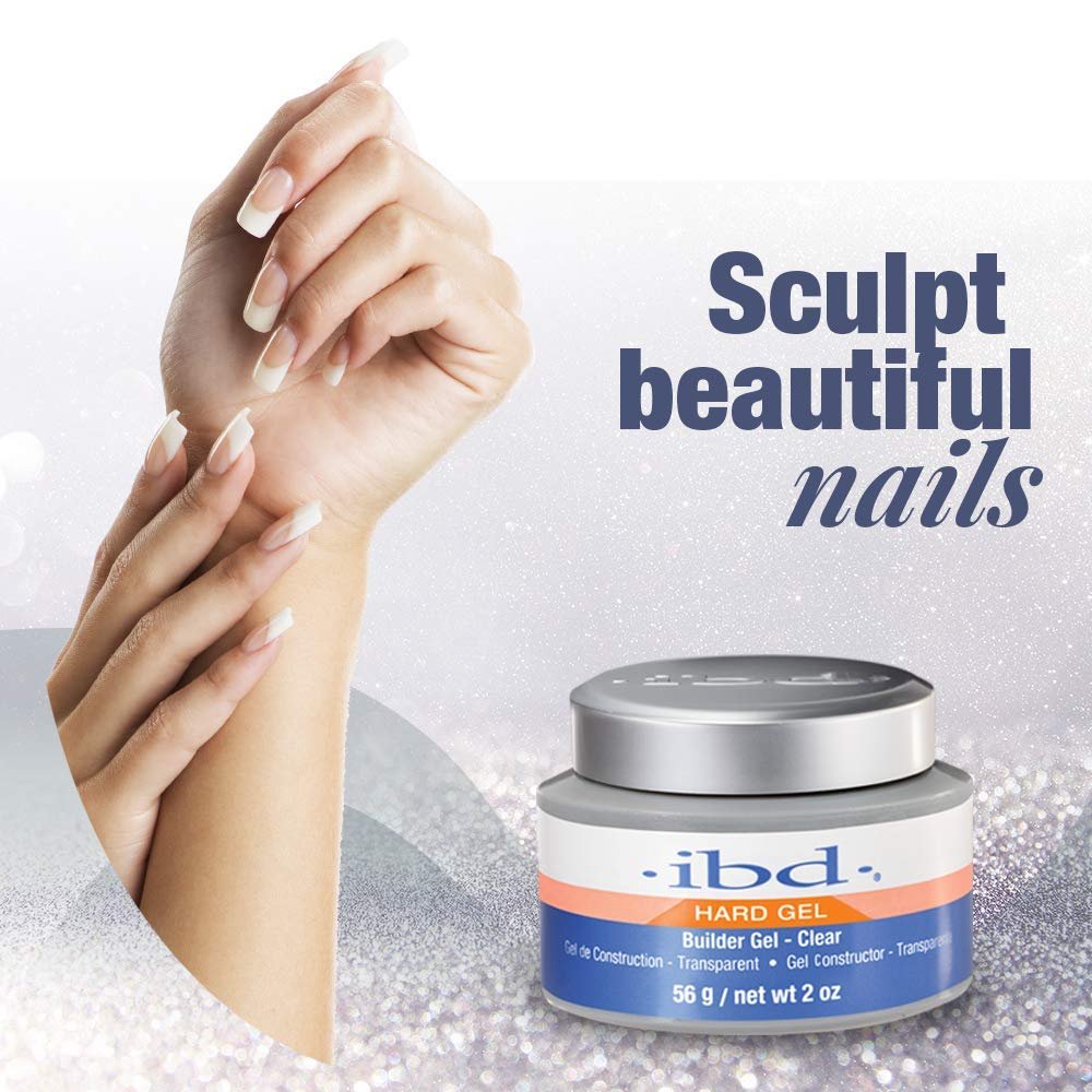 IBD Hard Builder Gel for Nails – Clear, UV/LED Gel for Nail Extensions & Sculpting, Strong Long-Lasting Enhancement, 2 oz Avelisse