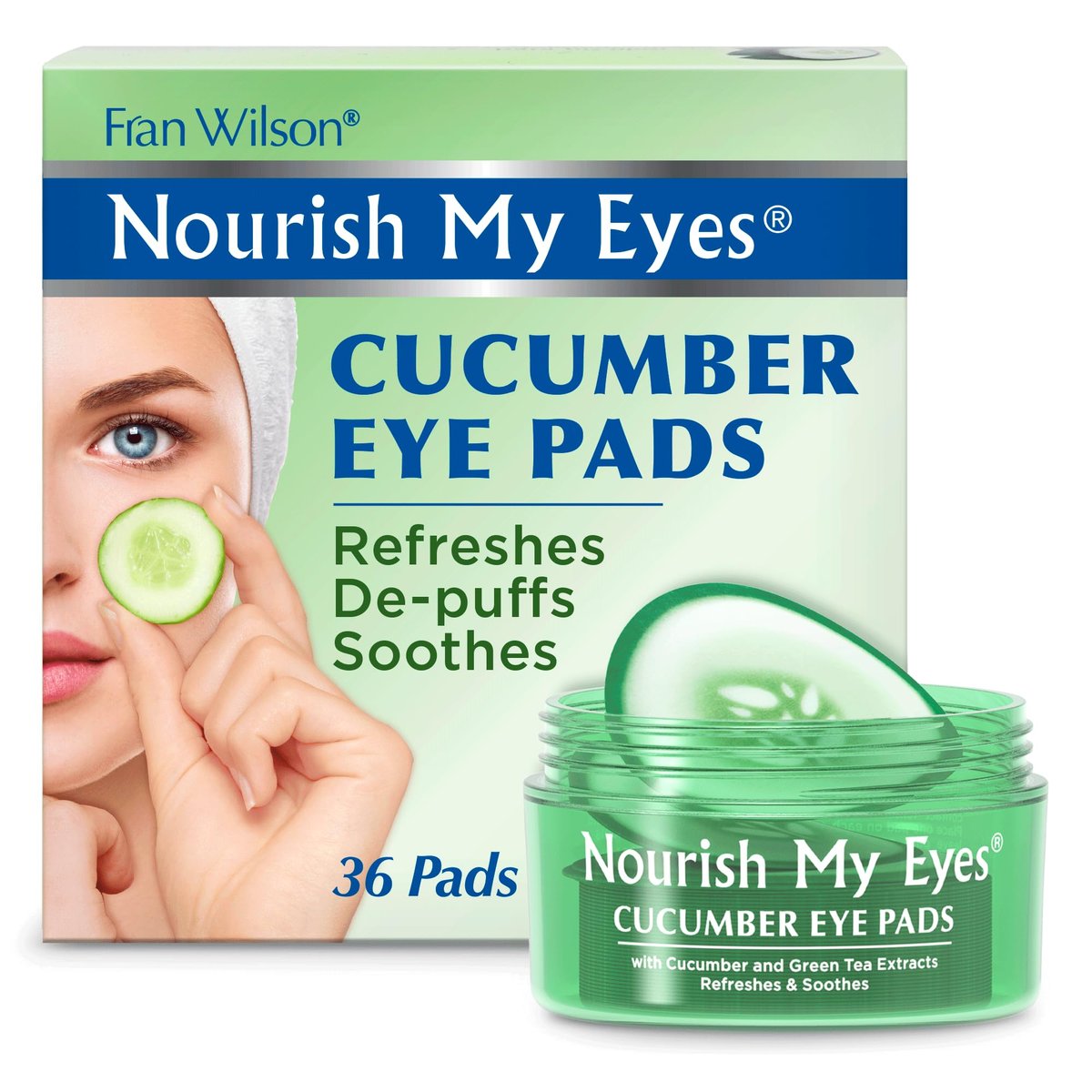 Fran Wilson Nourish My Eyes Eye Pads - Cucumber - 36 Count - Soothe Tired Eyes, Reduce Puffiness & Dark Circles, Hydrate & Refresh Avelisse