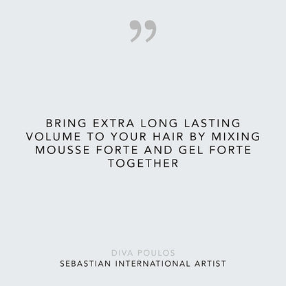 Sebastian Professional Mousse Forte Strong-Hold Hair Styling Mousse for Volume & Body, Heat Protection, 7 oz Avelisse