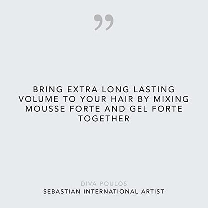Sebastian Professional Mousse Forte Strong-Hold Hair Styling Mousse for Volume & Body, Heat Protection, 7 oz Avelisse