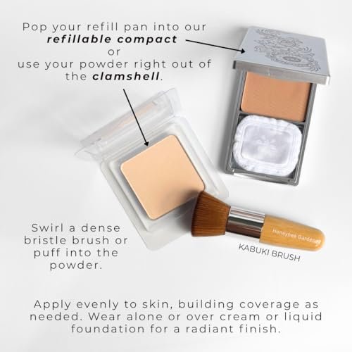 Honeybee Gardens Pressed Mineral Powder Foundation Refill – Luminous Light Warm Neutral, Adjustable Light Coverage Matte Pressed Powder Foundation, Made Without Talc Face Makeup Avelisse