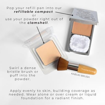 Honeybee Gardens Pressed Mineral Powder Foundation Refill – Malibu Medium Olive Shade, Adjustable Coverage, Natural Finish, Talc-Free Vegan Face Powder with Botanical Extracts & Vitamin E, 7.5g Avelisse