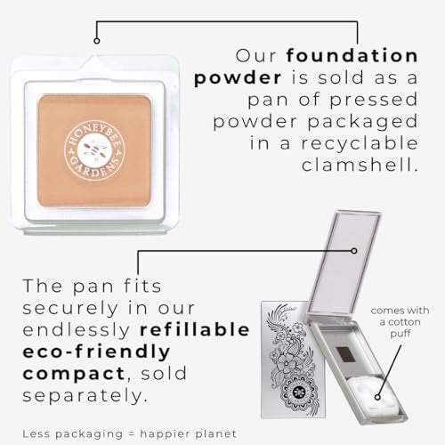 Honeybee Gardens Pressed Mineral Powder Foundation Refill – Luminous Light Warm Neutral, Adjustable Light Coverage Matte Pressed Powder Foundation, Made Without Talc Face Makeup Avelisse