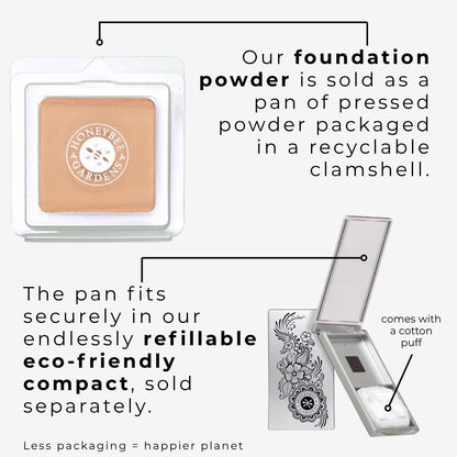 Honeybee Gardens Pressed Mineral Powder Foundation Refill – Luminous Light Warm Neutral, Adjustable Light Coverage Matte Pressed Powder Foundation, Made Without Talc Face Makeup Avelisse