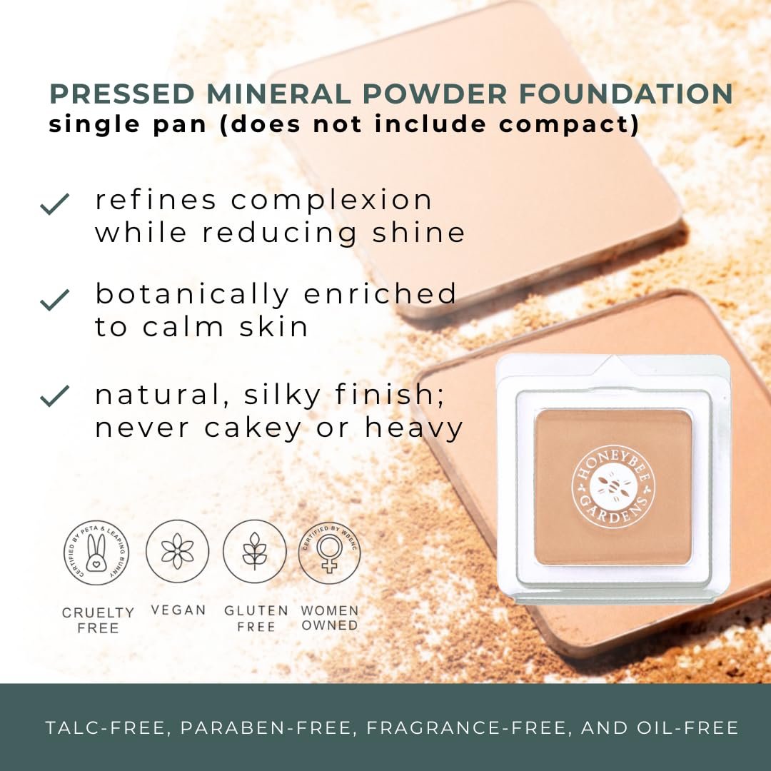 Honeybee Gardens Pressed Mineral Powder Foundation Refill – Luminous Light Warm Neutral, Adjustable Light Coverage Matte Pressed Powder Foundation, Made Without Talc Face Makeup Avelisse