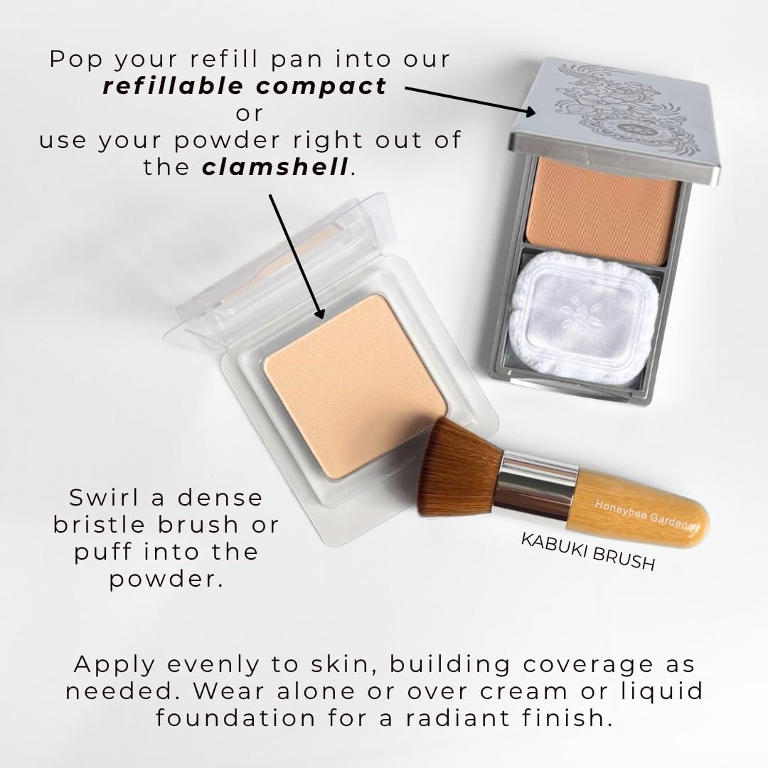 Honeybee Gardens Pressed Mineral Powder Foundation Refill – Luminous Light Warm Neutral, Adjustable Light Coverage Matte Pressed Powder Foundation, Made Without Talc Face Makeup Avelisse