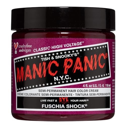 MANIC PANIC Classic Fuchsia Shock Semi Permanent Hair Color - 4oz, Vegan & Cruelty-Free Dark Pink Hair Dye Avelisse
