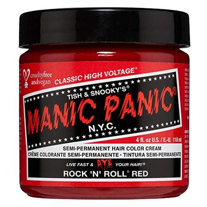 MANIC PANIC Classic Rock N Roll Red Semi Permanent Hair Color - Warm Medium Red Hair Dye for Women & Men - 4 oz Avelisse