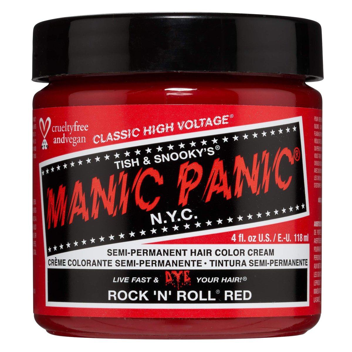 MANIC PANIC Classic Rock N Roll Red Semi Permanent Hair Color - Warm Medium Red Hair Dye for Women & Men - 4 oz Avelisse