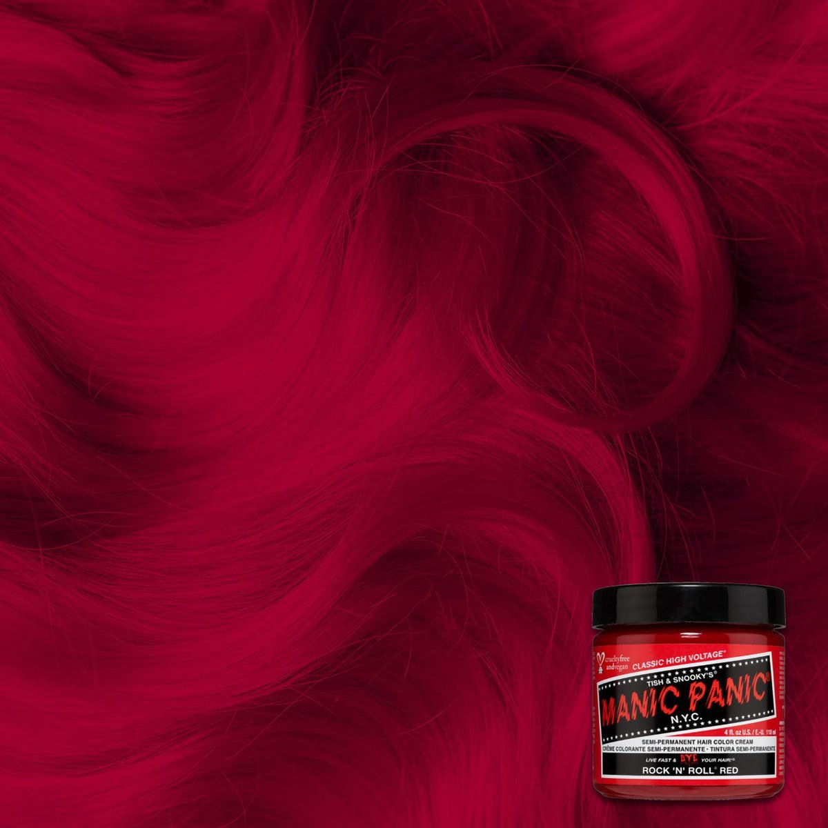 MANIC PANIC Classic Rock N Roll Red Semi Permanent Hair Color - Warm Medium Red Hair Dye for Women & Men - 4 oz Avelisse