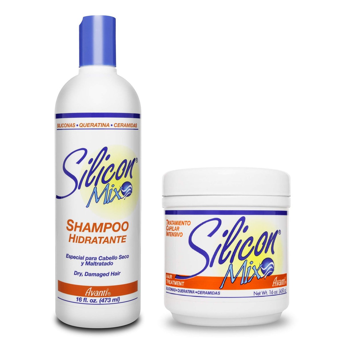 Silicon Mix Hair Treatment & Shampoo 16 oz Combo – Deep Conditioner & Intensive Treatment for Dry, Damaged & Brittle Hair – Moisturizing Formula to Repair, Control Frizz Avelisse