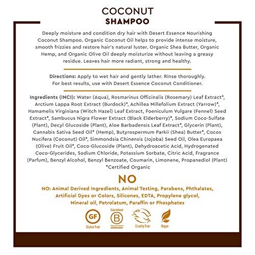 Desert Essence Coconut Shampoo - Nourishing Dry Hair with Coconut Oil, Shea Butter & Hemp Oil, 8 fl oz - görsel 7