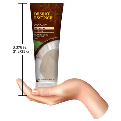 Desert Essence Coconut Shampoo - Nourishing Dry Hair with Coconut Oil, Shea Butter & Hemp Oil, 8 fl oz
