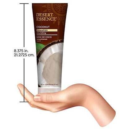 Desert Essence Coconut Shampoo - Nourishing Dry Hair with Coconut Oil, Shea Butter & Hemp Oil, 8 fl oz