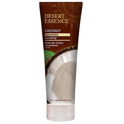 Desert Essence Coconut Shampoo - Nourishing Dry Hair with Coconut Oil, Shea Butter & Hemp Oil, 8 fl oz