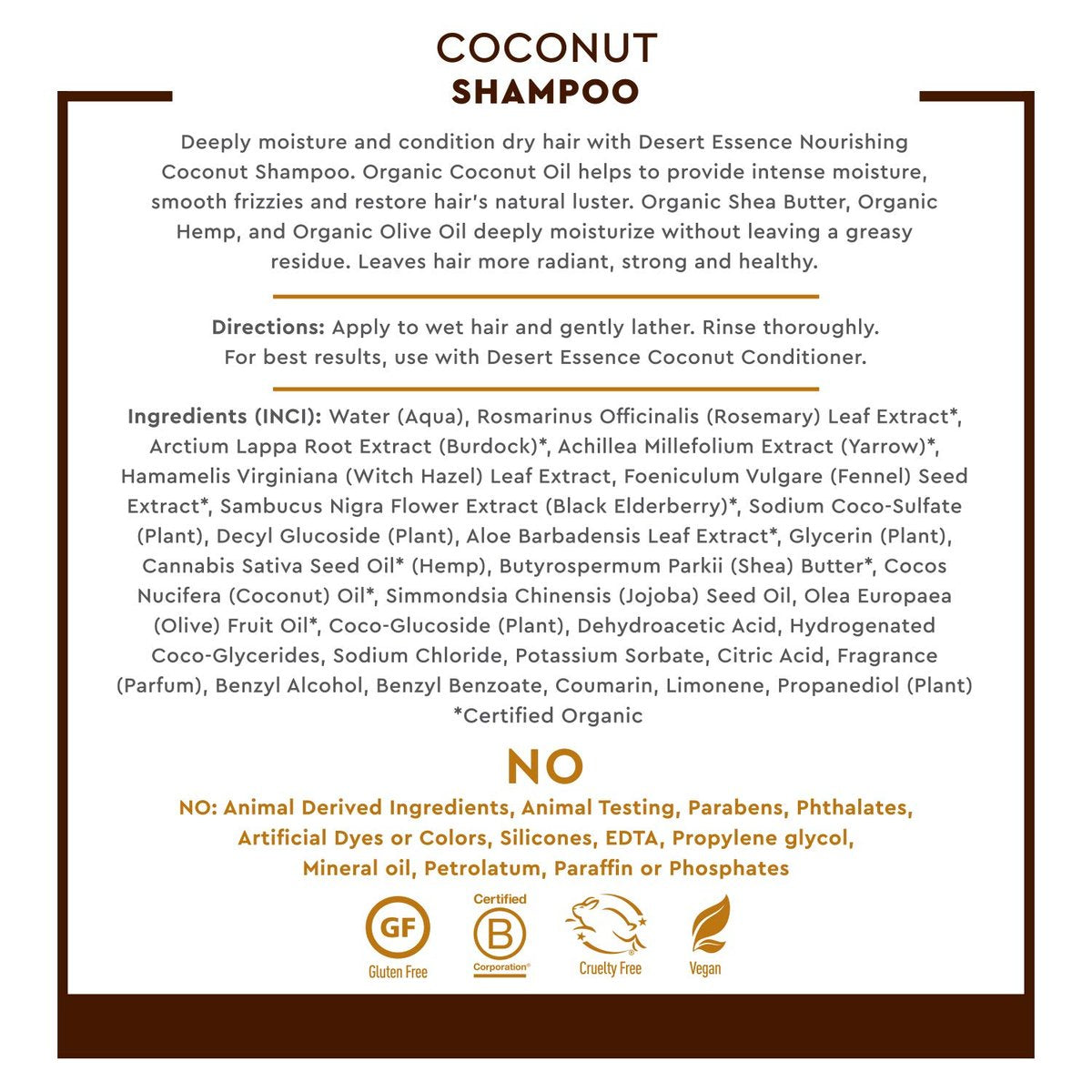 Desert Essence Coconut Shampoo - Nourishing Dry Hair with Coconut Oil, Shea Butter & Hemp Oil, 8 fl oz - görsel 8