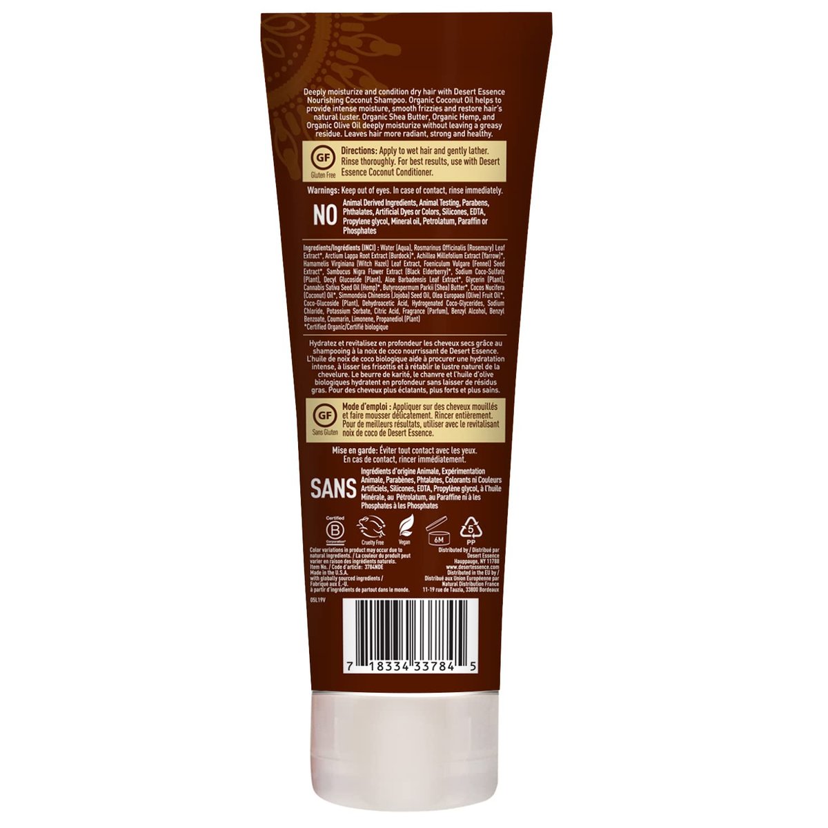 Desert Essence Coconut Shampoo - Nourishing Dry Hair with Coconut Oil, Shea Butter & Hemp Oil, 8 fl oz - görsel 6