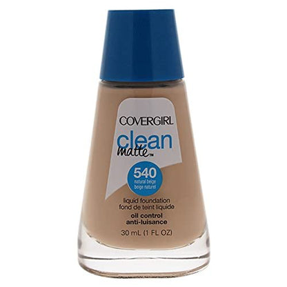 COVERGIRL Clean Matte Liquid Foundation - 540 Natural Beige, 1 oz - Oil-Free, Shine-Free Finish
