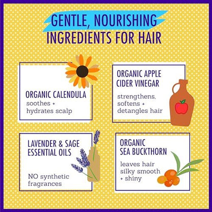 California Baby Calendula Hair Conditioner - 100% Plant-Based Kids Conditioner, Rinse-out or Leave-in, Lavender Scent, 8.5 oz