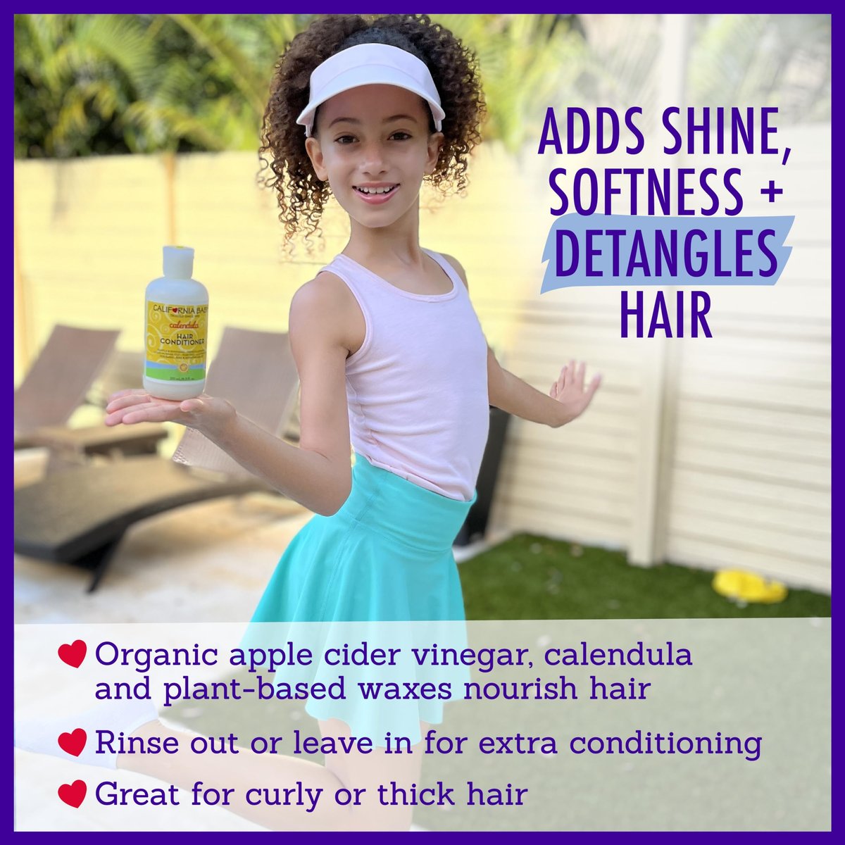 California Baby Calendula Hair Conditioner - 100% Plant-Based Kids Conditioner, Rinse-out or Leave-in, Lavender Scent, 8.5 oz - görsel 7
