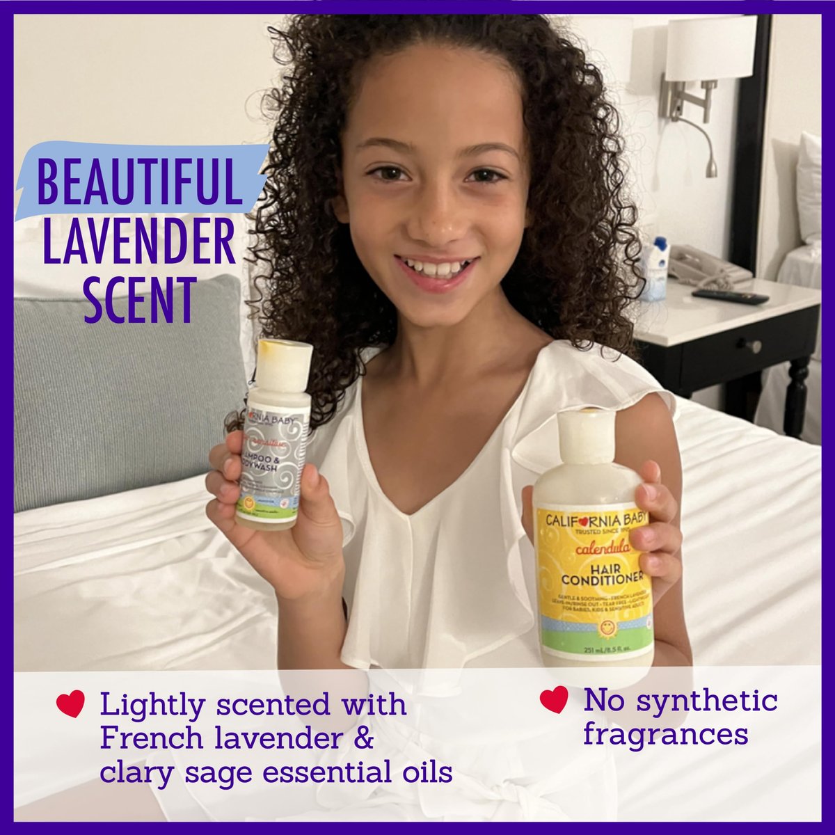 California Baby Calendula Hair Conditioner - 100% Plant-Based Kids Conditioner, Rinse-out or Leave-in, Lavender Scent, 8.5 oz - görsel 11