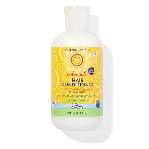 California Baby Calendula Hair Conditioner - 100% Plant-Based Kids Conditioner, Rinse-out or Leave-in, Lavender Scent, 8.5 oz - görsel 2