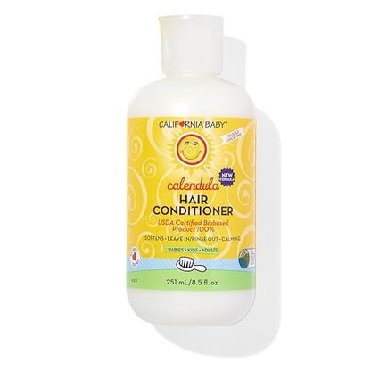 California Baby Calendula Hair Conditioner - 100% Plant-Based Kids Conditioner, Rinse-out or Leave-in, Lavender Scent, 8.5 oz