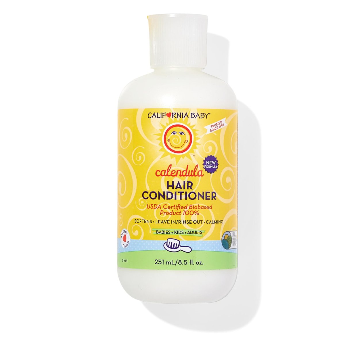 California Baby Calendula Hair Conditioner - 100% Plant-Based Kids Conditioner, Rinse-out or Leave-in, Lavender Scent, 8.5 oz - görsel 1