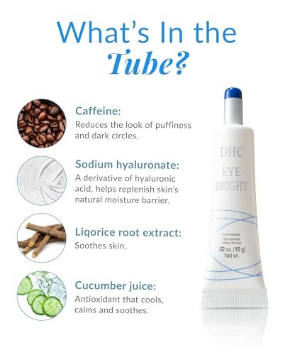 DHC Eye Bright Lightweight Eye Gel - Minimizes Dark Circles and Puffy Eyes, Absorbs Quickly, Day and Night Use, for All Skin Types, 0.52 oz Avelisse