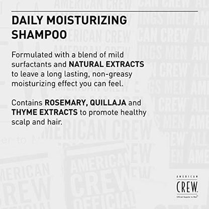 American Crew Daily Moisturizing Shampoo – 33.8 oz | Hydrating Formula for Men
