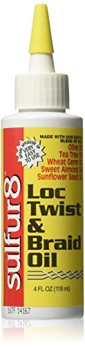 Sulfur 8 Loc Twist & Braid Oil 4 oz – Moisturizing Hair & Scalp Oil for Locs, Twists & Braids, Helps Condition, Prevent Dryness & Breakage, Adds Shine & Manageability for All Hair Types