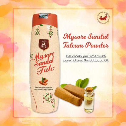 Mysore Sandal Talcum Powder 300g – 100% Pure Sandalwood Oil, No Harsh Chemicals, 10.5 oz (Pack of 1) Avelisse