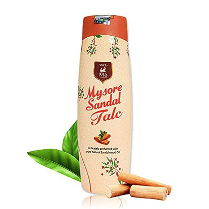 Mysore Sandal Talcum Powder 300g – 100% Pure Sandalwood Oil, No Harsh Chemicals, 10.5 oz (Pack of 1) Avelisse