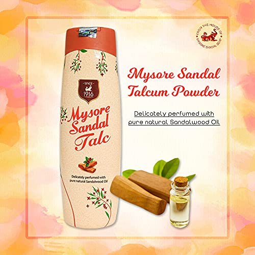 Mysore Sandal Talcum Powder 300g – 100% Pure Sandalwood Oil, No Harsh Chemicals, 10.5 oz (Pack of 1) Avelisse