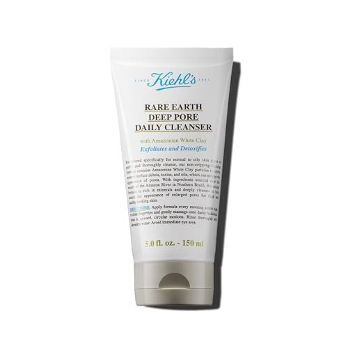 Kiehl's Rare Earth Deep Pore Daily Cleanser - Gentle Exfoliating Face Wash for Oily Skin, Detoxifies & Exfoliates, Minimizes Pores, with Amazonian White Clay, Fragrance-free, 5 fl oz Avelisse