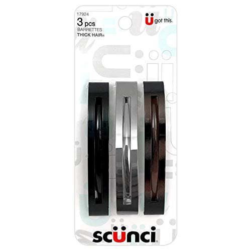 Scunci Thick Hair Open Slide Metal Barrettes - 3 Count, Assorted Colors - görsel 2