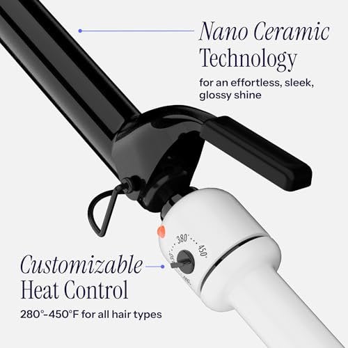HOT TOOLS Pro Artist Nano Ceramic 1-1/2 Inch Curling Iron for Loose Curls – Black/White Avelisse