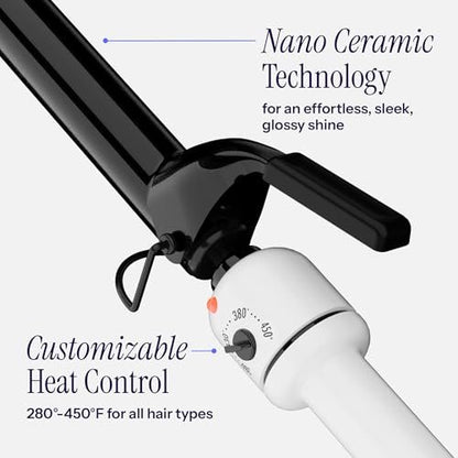 HOT TOOLS Pro Artist Nano Ceramic 1-1/2 Inch Curling Iron for Loose Curls – Black/White Avelisse