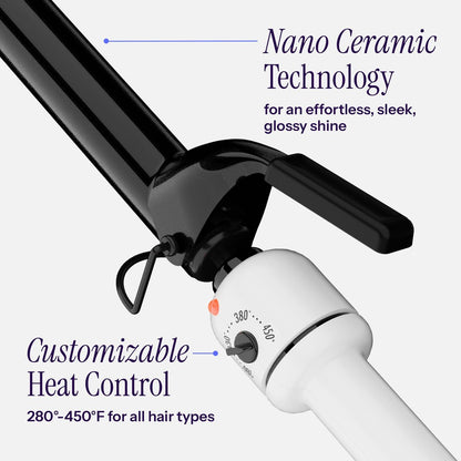 HOT TOOLS Pro Artist Nano Ceramic 1-1/2 Inch Curling Iron for Loose Curls – Black/White Avelisse