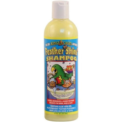King's Cages Feather Shine 17 oz Pet Shampoo with Aloe Vera Gel for Birds, Dogs, Cats - Cleans Feathers, Fur, and Skin, Reduces Itching & Irritation