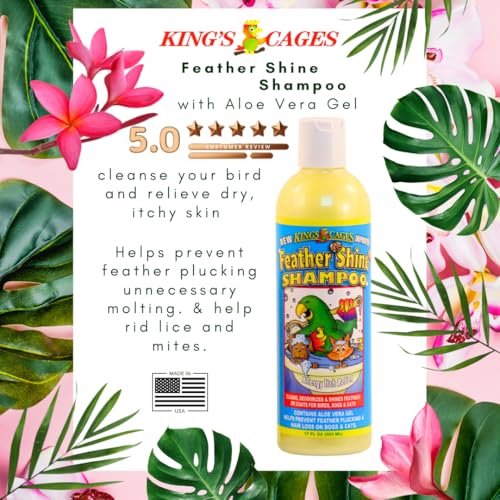 King's Cages Feather Shine 17 oz Pet Shampoo with Aloe Vera Gel for Birds, Dogs, Cats - Cleans Feathers, Fur, and Skin, Reduces Itching & Irritation - görsel 4