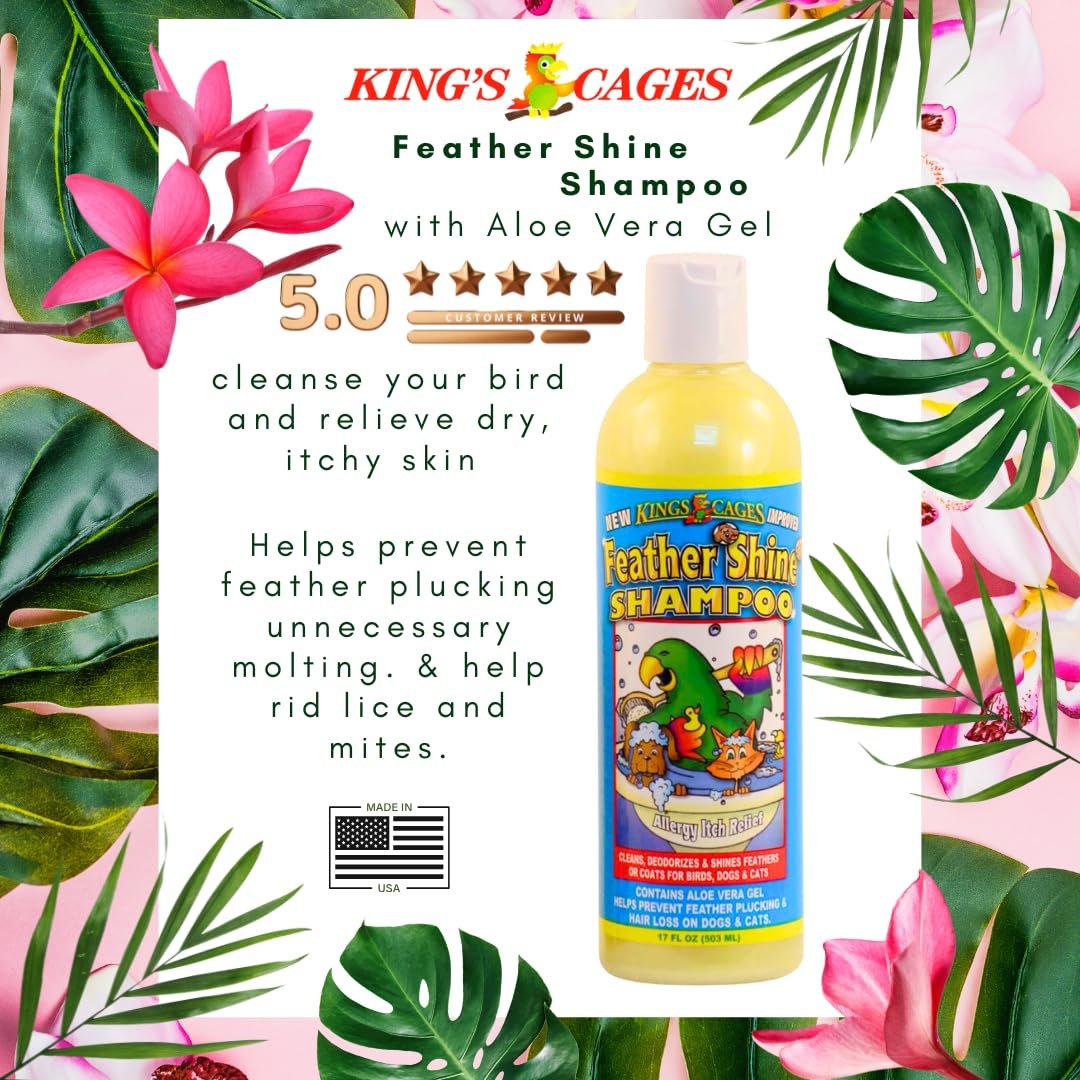 King's Cages Feather Shine 17 oz Pet Shampoo with Aloe Vera Gel for Birds, Dogs, Cats - Cleans Feathers, Fur, and Skin, Reduces Itching & Irritation - görsel 3