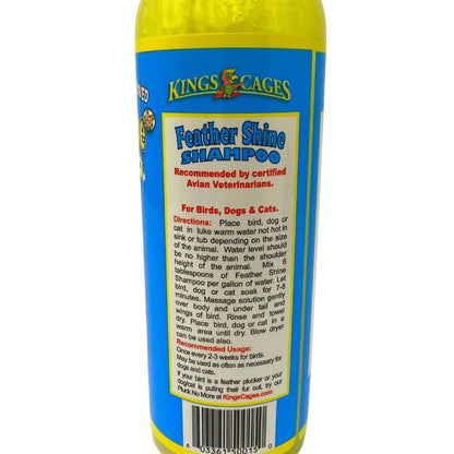 King's Cages Feather Shine 17 oz Pet Shampoo with Aloe Vera Gel for Birds, Dogs, Cats - Cleans Feathers, Fur, and Skin, Reduces Itching & Irritation
