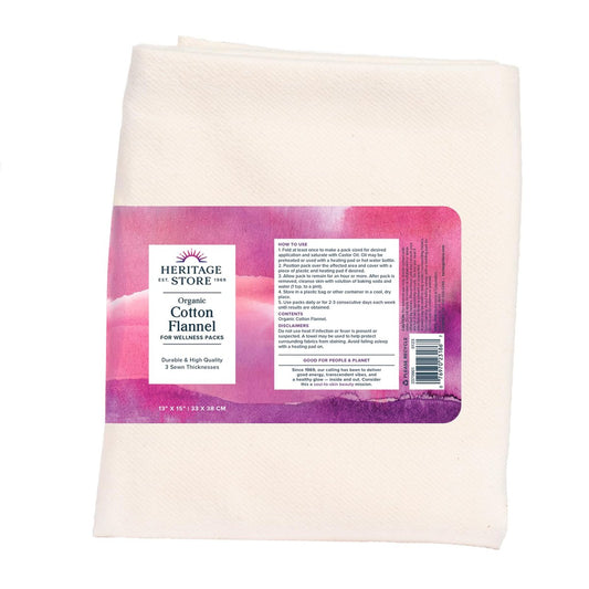 HERITAGE STORE Organic Cotton Flannel Castor Oil Pack Wrap – Reusable Compress for Abdomen & Joints, 13x15 Inch Avelisse