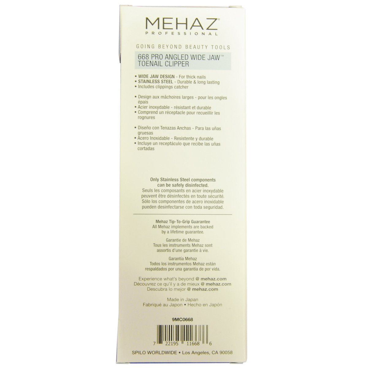 Mehaz 668 Pro Angled Wide Jaw Toenail Clipper – Stainless Steel, Clear, 3.4 Inch Avelisse
