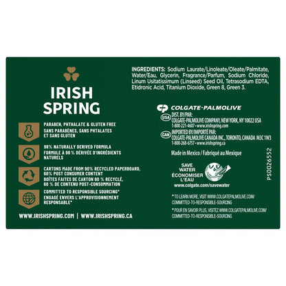 Irish Spring Original Deodorant Soap Bars, 3 Count - Fresh Scent, Long-Lasting Clean